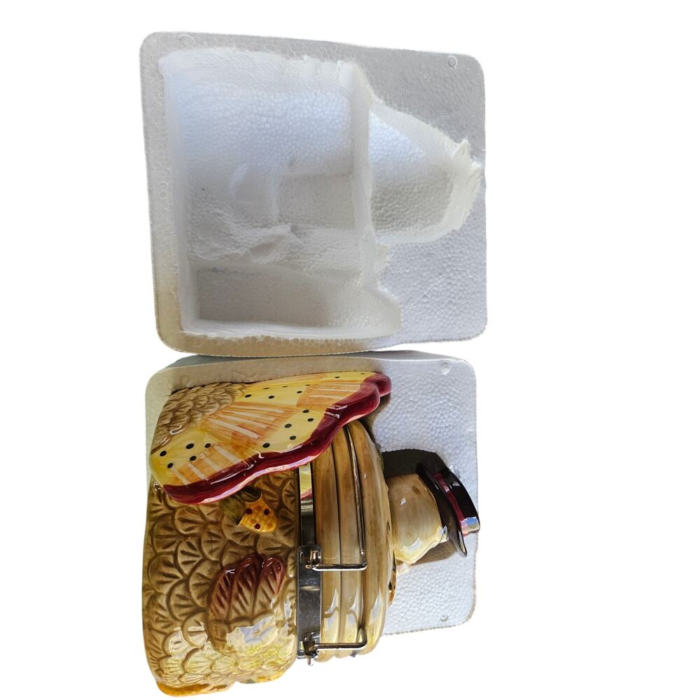 Give Thanks Turkey family canister & 2 candle holders Thanksgiving 6.5x6.5 #49 - Picture 2 of 11